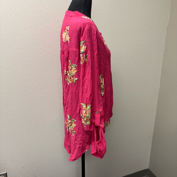Figueroa & Flower Pink Embroidered Boho Button Blouse Large - Picture 6 of 9